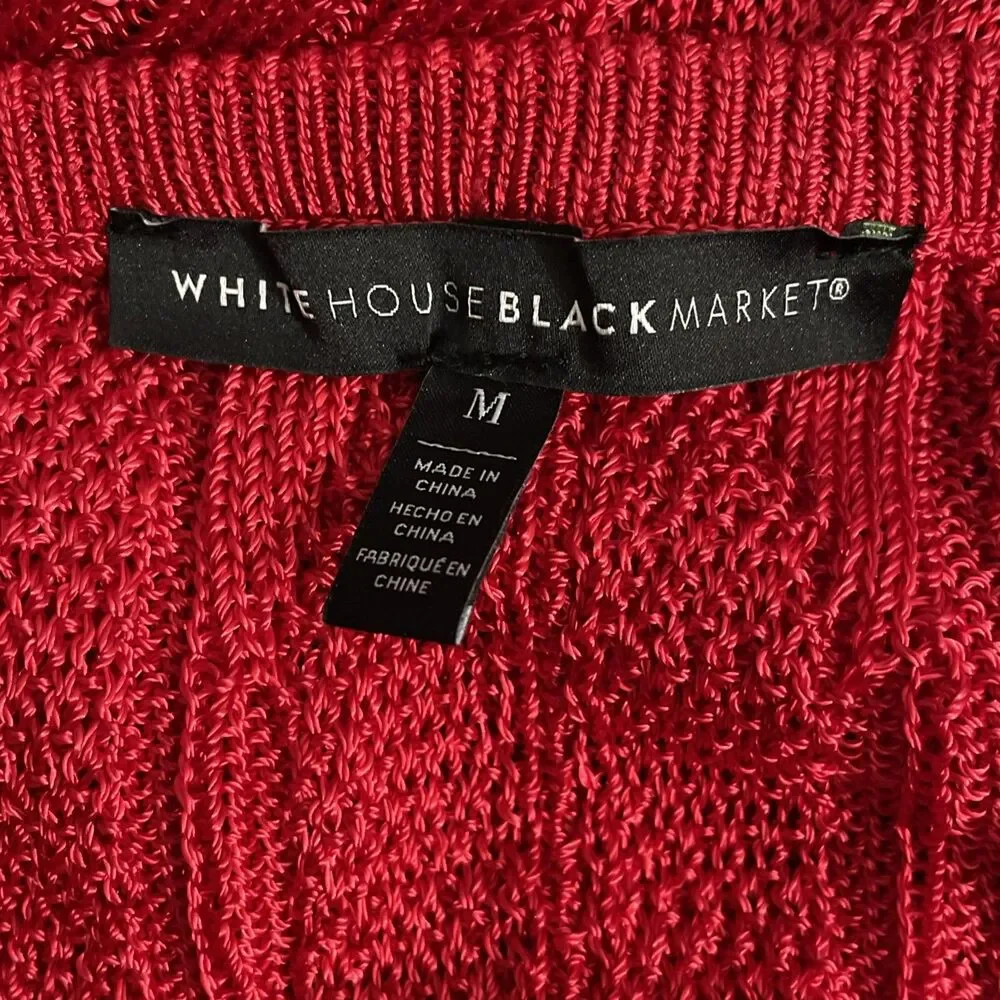 White House Black Market Red Open Knit Sweater Vest Women’s M – Sleeveless Layer